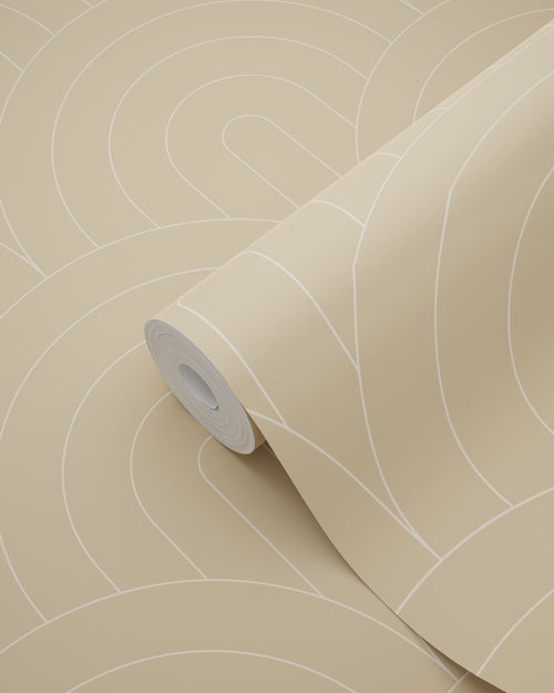 ESTAhome behang art deco bogen donker beige - 50 x 900 cm - 139778