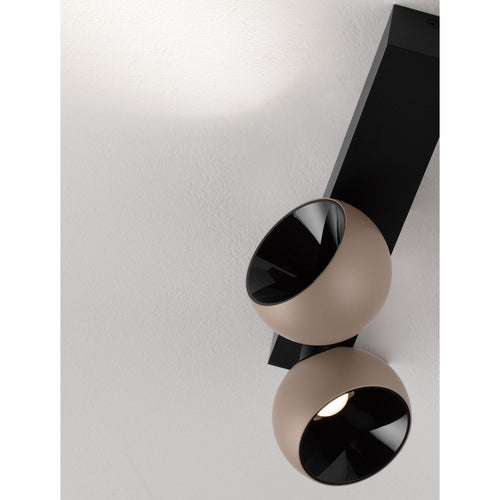 Nova Luce LUSA Dubbele plafondspot in champagne goud, zwart, Triac dimbaar, LED 21W 1540lm 3000K