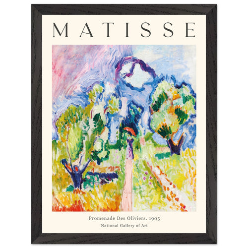 Artfulprints Poster met Lijst Matisse - Promenade des oliviers 1905   - 30x40 cm - Meerkleurig