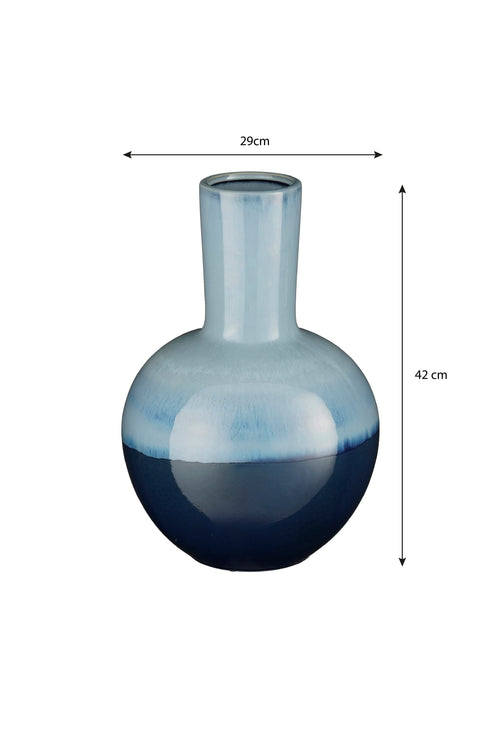 Mica Decorations Holm Vaas - H42 x Ø29 cm - Keramiek - Blauw