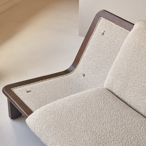 Tikamoon Fauteuil in massief mindihout en ecru stof - Beige