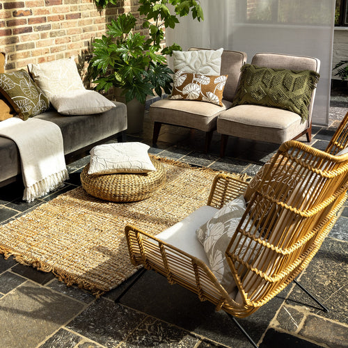 JUNE - Plaid 140x180 cm - 100% katoen - franjes - Pumice Stone - beige