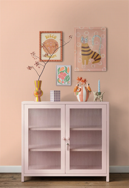 ESTAhome behang ruitjes oranje - 50 x 900 cm - 131640