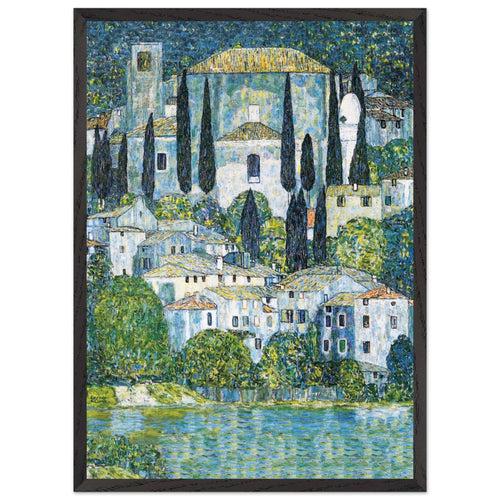 Artfulprints Poster met Lijst Gustav Klimt - Church in Cassone   - 50x70 cm - Donkergroen