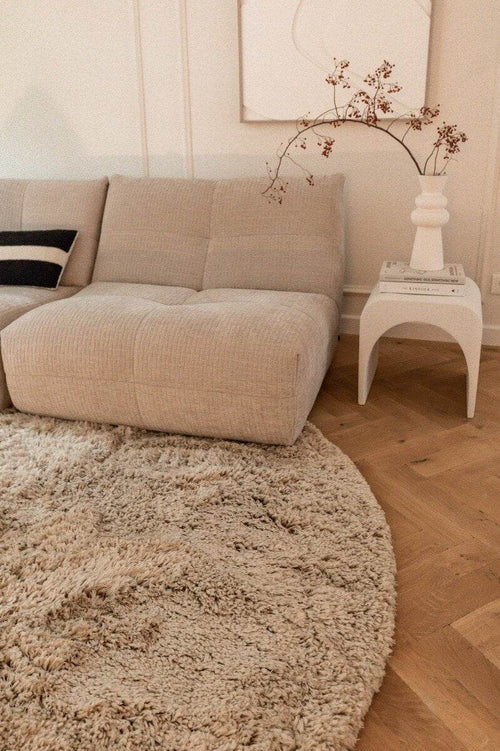 Rond Hoogpolig Vloerkleed Pilo Beige Polyester Interieur05 - 200 x 200 cm - vtwonen shop
