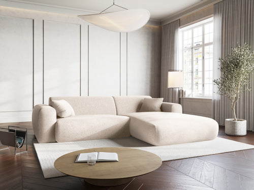 Cosmopolitan Design rechter hoekbank Nolio 4-zits, chenille, lichtbeige - 170x235x72cm