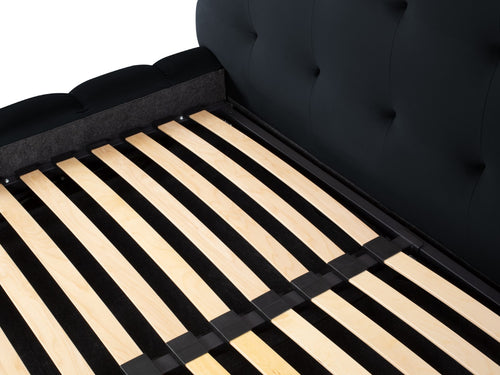 Cosmopolitan Design Opbergbed met hoofdeinde Bali 140x200cm, flueel, donkerblauw - 230x165x125cm