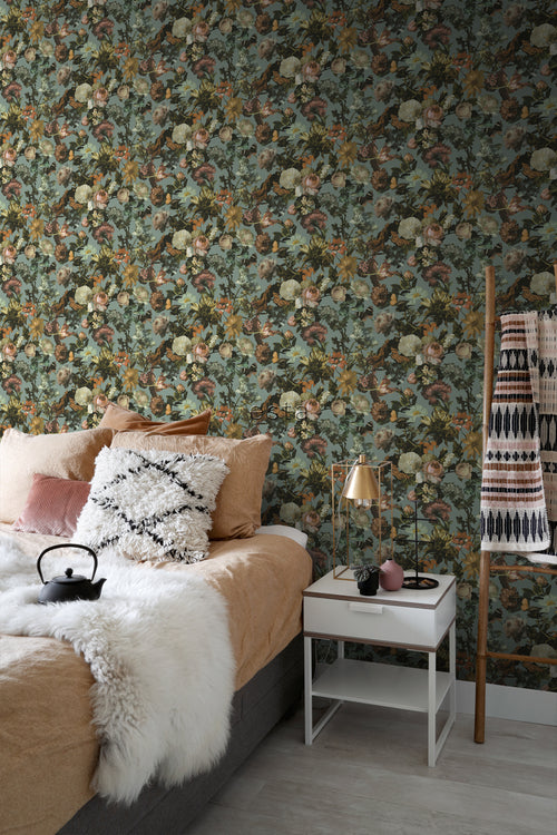 ESTAhome behang bloemen vergrijsd blauw - 53 cm x 10.05 m - 139292 - vtwonen shop