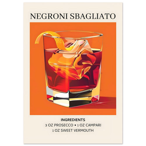 Artfulprints  Negroni Sbagliato cocktail - Ingrediënten   poster 50x70 cm - vtwonen shop