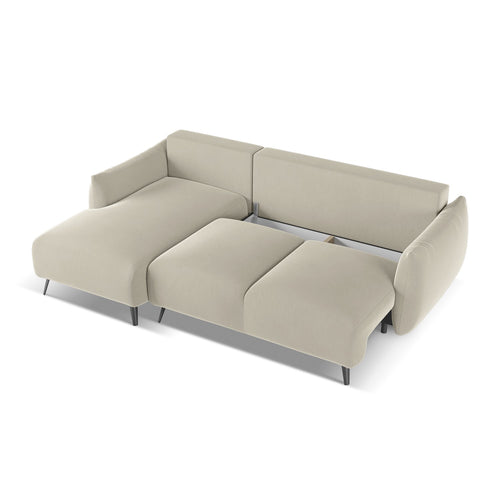 LaMiaSofa hoekbank links Genova - velours - parel - 242x162x86