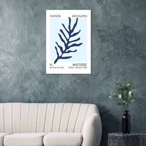Artfulprints Poster Matisse – Ocean flora navy blue I   - 70x100 cm - Blauw