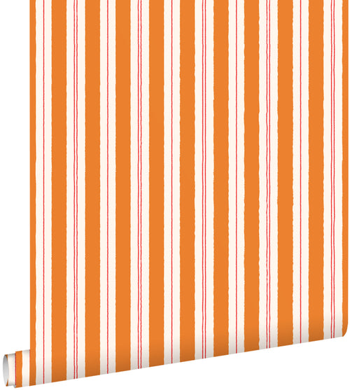 ESTAhome behang strepen oranje en rood - 50 x 900 cm - 131957