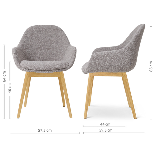 Nolon Nio-Mae eetkamerstoel bouclé taupe - houten onderstel