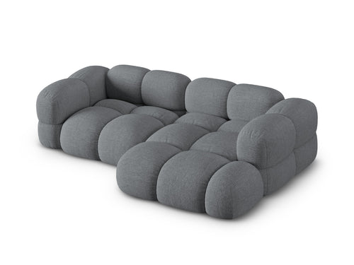 Cosmopolitan Design rechter hoekbank Loretto 3-zits, structurele stof grijs - 147x250x68cm