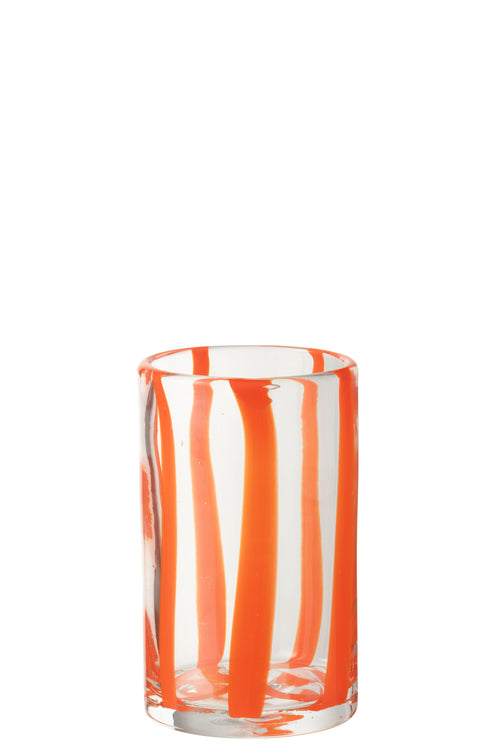 J-Line glas Strepen - glas - transparant/oranje - vtwonen shop