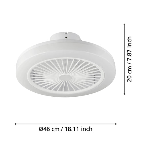 EGLO plafondventilator met lamp Ortona - ø46cm - wit - led dimbaar