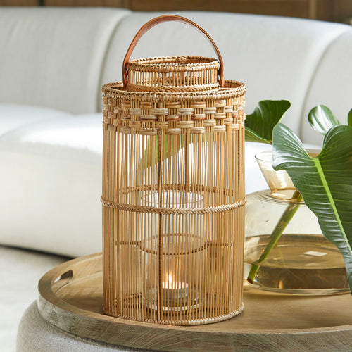 Rivièra Maison Banjar Lantern - Rattan, Bamboe, Glas, Metaal - Naturel - vtwonen shop