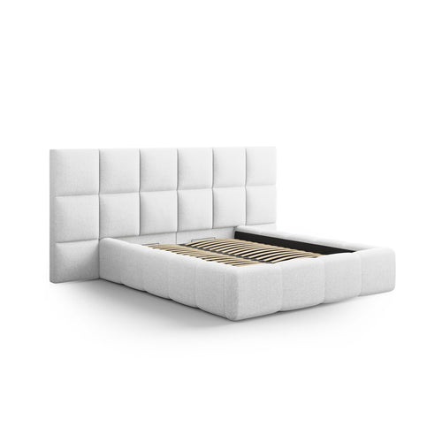 Cosmopolitan Design - Opbergbed met hoofdeinde Livigno 200x140cm structurele stof koel lichtgrijs - 230x200x125cm