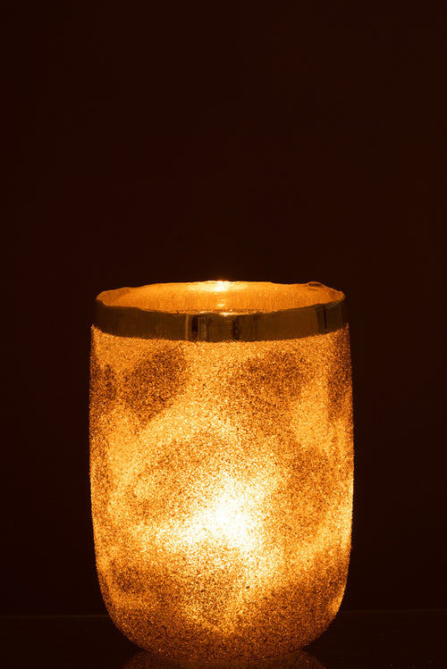 J-Line theelichthouder Frosty - glas - zilver - extra large