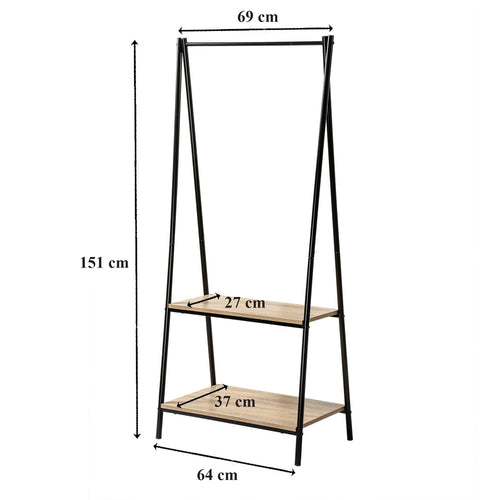 Calicosy - Rek in industriële stijl met 2 schappen  40x64.5x151 cm