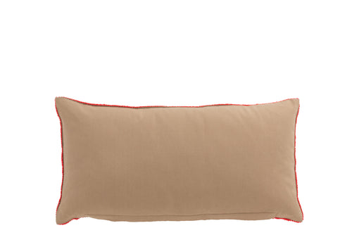 J-Line kussen Rechthoekig 3 Spiegelzonnen - jute - naturel/roze - vtwonen shop