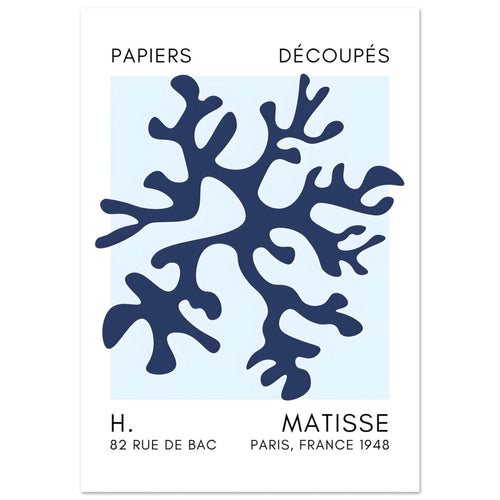 Artfulprints  Matisse – Dreamy coral flower navy blue I   poster 30x40 cm - vtwonen shop