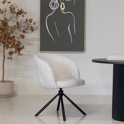 Giga Meubel Eetkamerstoel Emilia - Beige - Draaibaar - Set van 2 - vtwonen shop