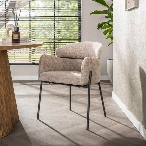 Giga Meubel Eetkamerstoel Curva - Zand Stof - Set van 2 - vtwonen shop