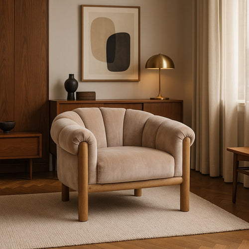 DÉJA Living Fauteuil Odda - Beige Stof - 101x100x80cm - vtwonen shop