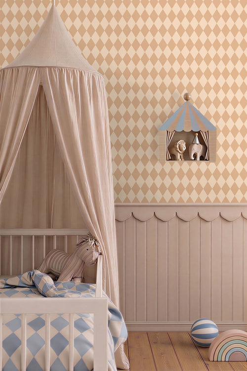 ESTAhome behang ruiten perzik roze - 50 x 900 cm - 132123