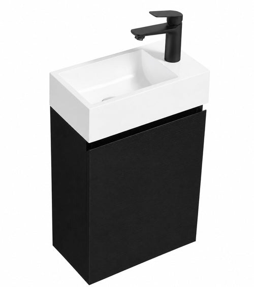 Badplaats Toiletmeubel Angela 40 x 22 cm – Zwart – Fonteinmeubel met Wastafel