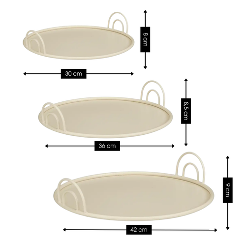 Mica Decorations Dienblad met Handgrepen - Set van 3 - Decoratie Woonkamer - Ook leuk als Kaarsenplateau, Onderzetter of Plantenonderzetter - IJzer -