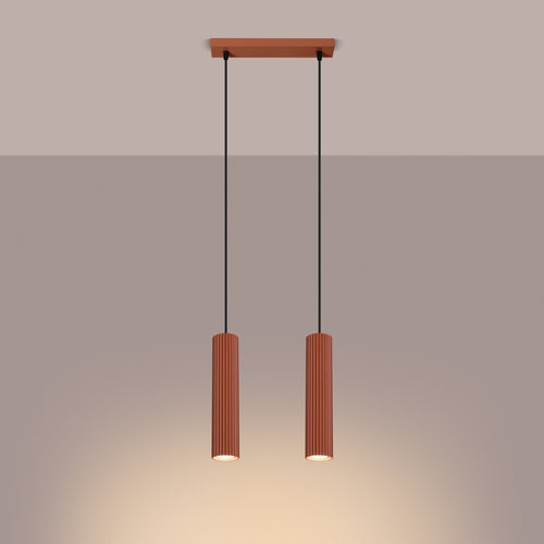 Sollux Lighting Hanglamp KARBON 2 rood oker - 30x6,5x90cm