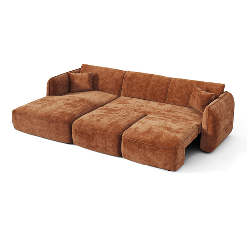 Premium Interiors - Linkerhoekbank LOMI - gewaafd fluweel terracotta 274cm