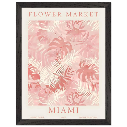 Artfulprints Poster met Lijst Flower market - Miami   - 30x40 cm - Roze