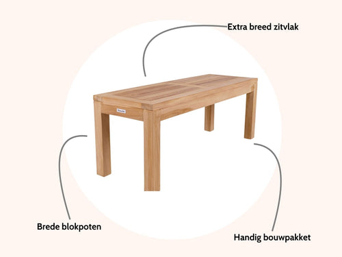 MaximaVida teakhouten bank Java 120  x 40 cm - vtwonen shop