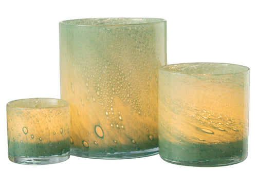 J-Line theelichthouder Jade - glas - groen - large