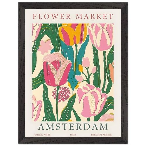 Artfulprints Poster met Lijst Flower market - Amsterdam II   - 30x40 cm - Meerkleurig