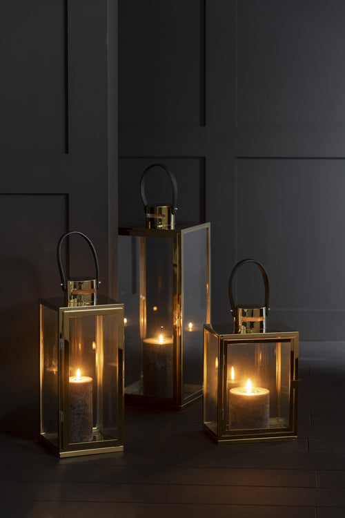 J-Line lantaarn Rechthoek - metaal/glas - goud