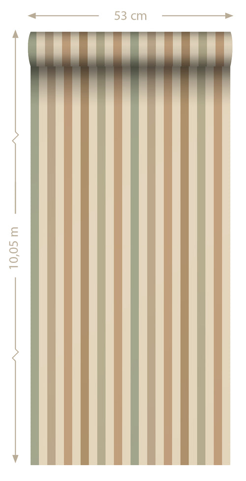ESTAhome behang strepen groen en bruin - 50 x 900 cm - 131605 - vtwonen shop