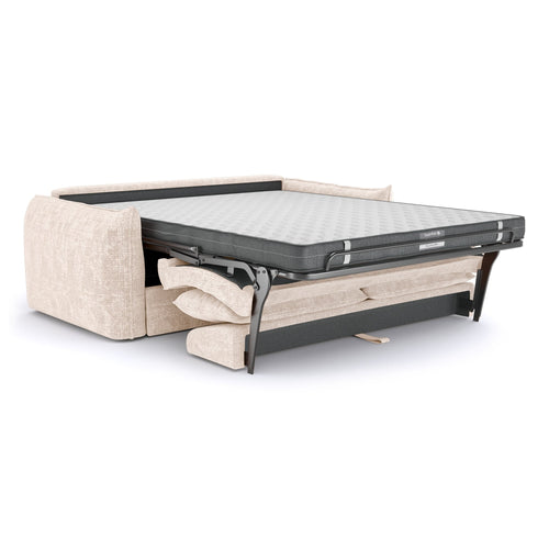 Premium Interiors - Snel uitklapbare slaapbank ICON - gewaafd fluweel crème 228cm