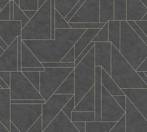 Livingwalls behang grafisch motief zwart en goud - 53 cm x 10.05 m - AS-391184 - vtwonen shop