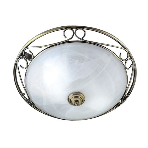 Searchlight Weybridge Plafondlamp Plafondlamp - Antiek Messing & Albast Glas