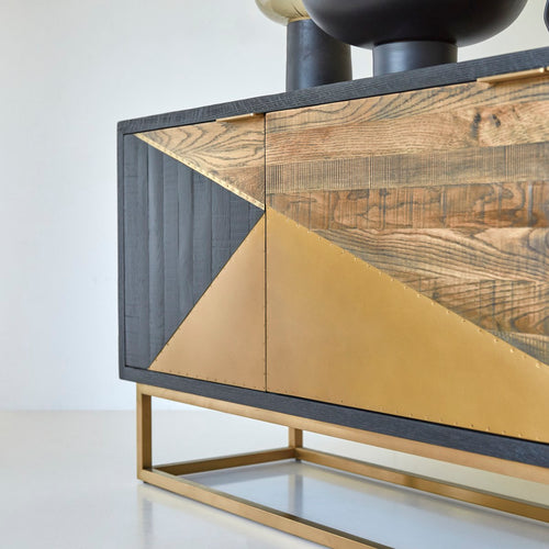 Tikamoon Eiken buffet 240 cm - Zwart - vtwonen shop