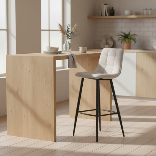 LABEL51 Barkruk Jelt - Naturel Bouclé - Zithoogte 78cm - Set van 2 - vtwonen shop