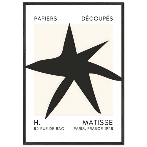 Artfulprints Poster met Lijst Matisse – Star of the sea black   - 70x100 cm - Zwart