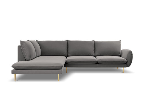 Cosmopolitan Design linker hoekbank Vienna 6-zits, flueel, lichtgrijs - 185x275x95cm