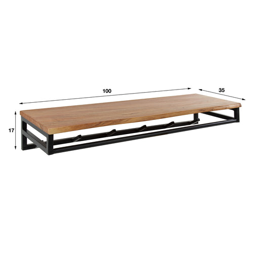 Giga Meubel Kapstok Custom - Naturel Hout - 6 Haken - 100x17x35cm