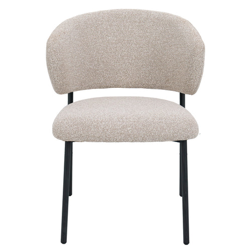 Giga Meubel Eetkamerstoel Feya Beige/Zwart - Stof - Japandi - Set van 2