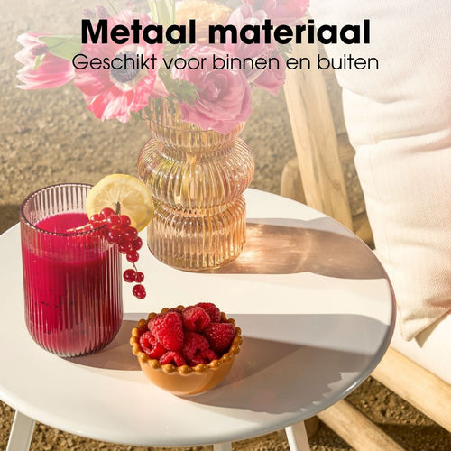 Mica Decorations Seatle Bijzettafel Rond voor Buiten - Koffietafel - Salontafel Buiten - Ook als Plantentafeltje of Plantenstandaard - Metaal - 58 x